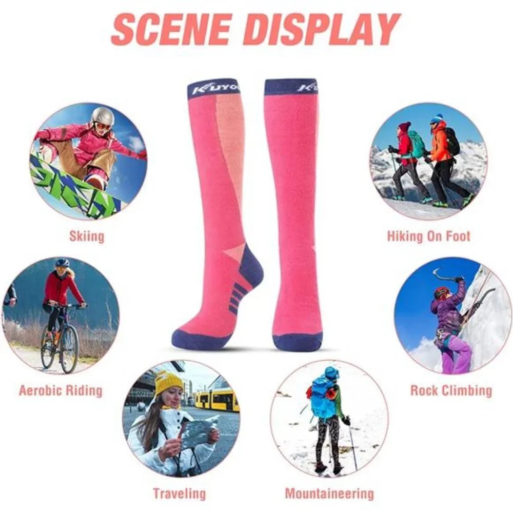 3 Pair Unisex Snow Winter Skiing Socks Long Knee High Socks